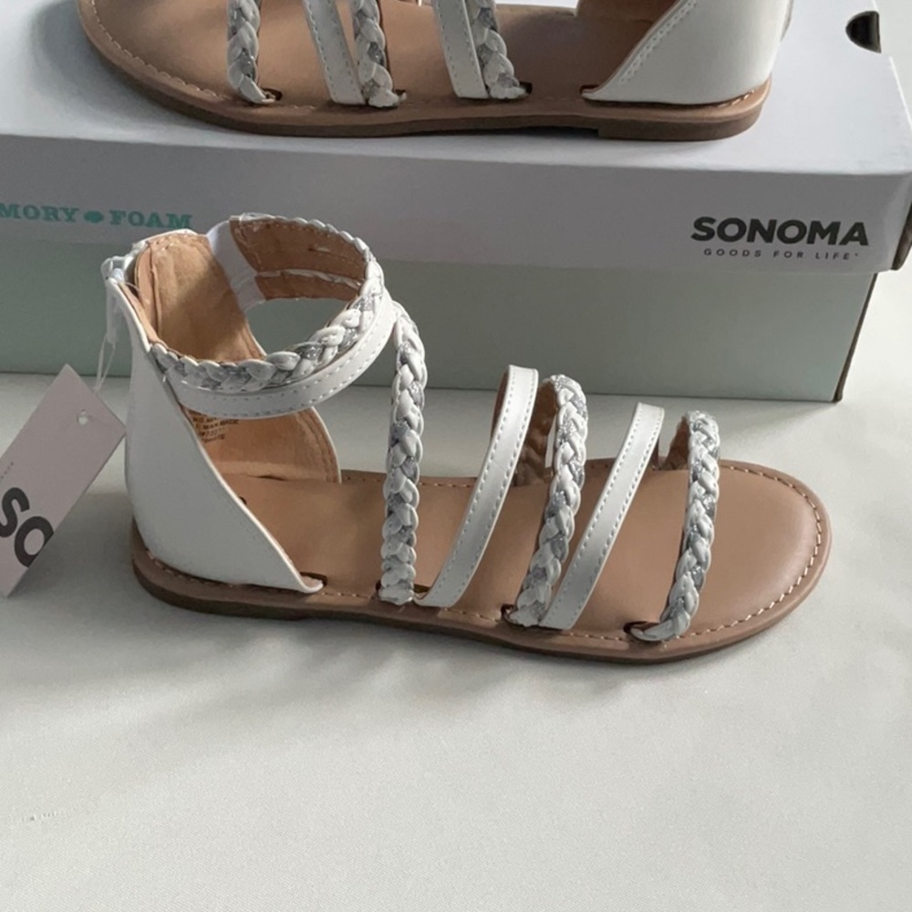 Sonoma White Braided Strap Sandals Girls Size 2